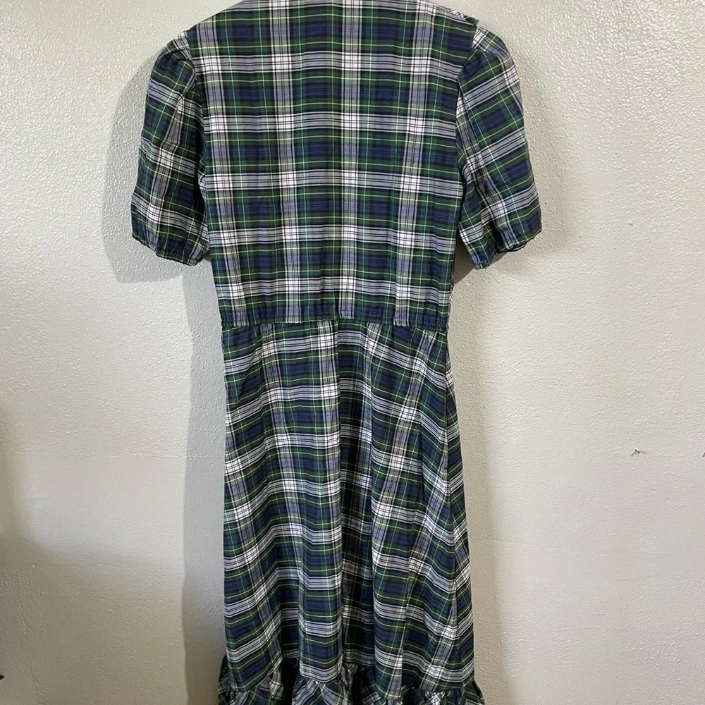 Vintage Union Made Plaid Prairie Dress Lace Trim Cottagecore Girls Sz 5 Cotton